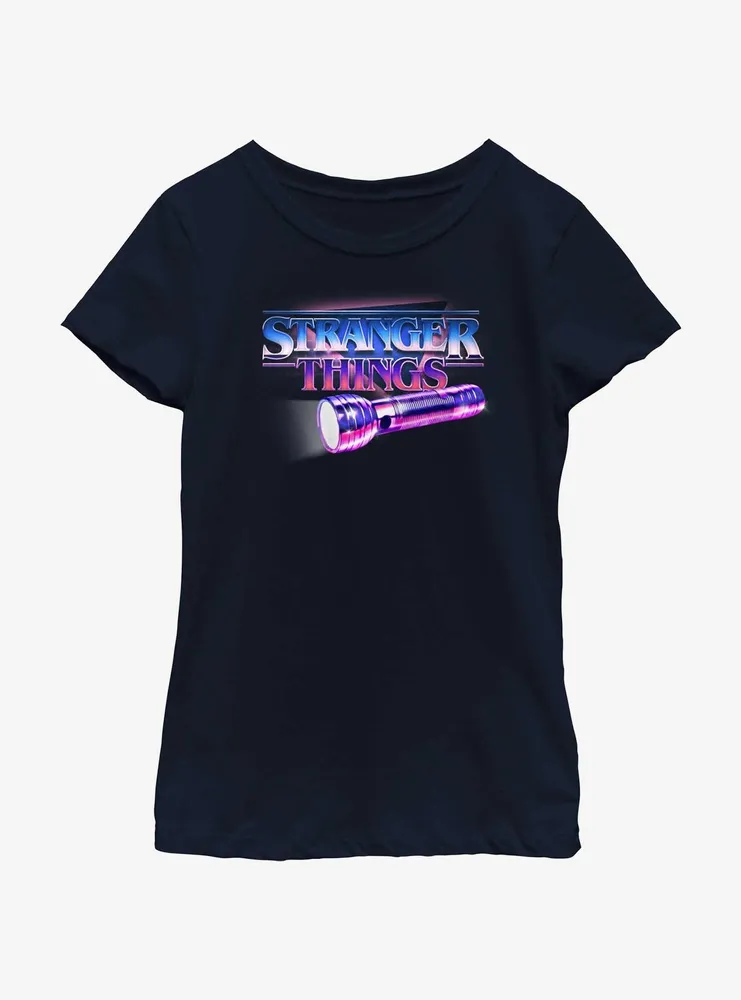 Stranger Things Retro Flashlight Logo Youth Girls T-Shirt