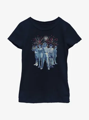 Stranger Things Group Fireworks Youth Girls T-Shirt