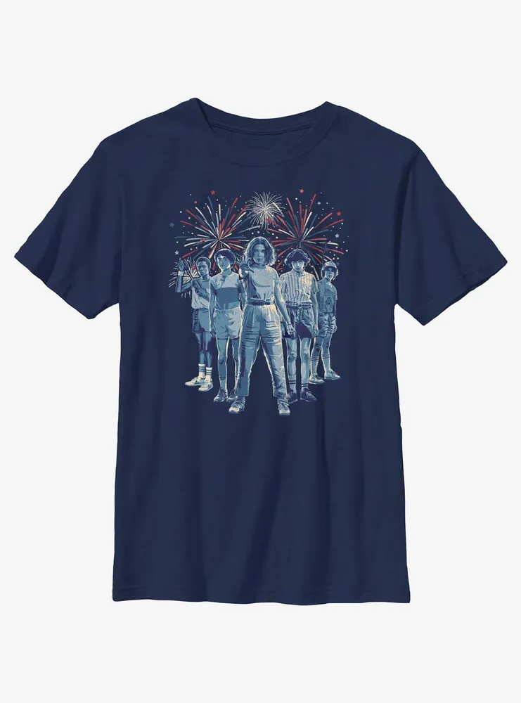 Stranger Things Group Fireworks Youth T-Shirt