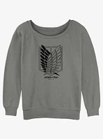 Attack On Titan Scout Regiment Title Logo Girls Slouchy Sweatshirt