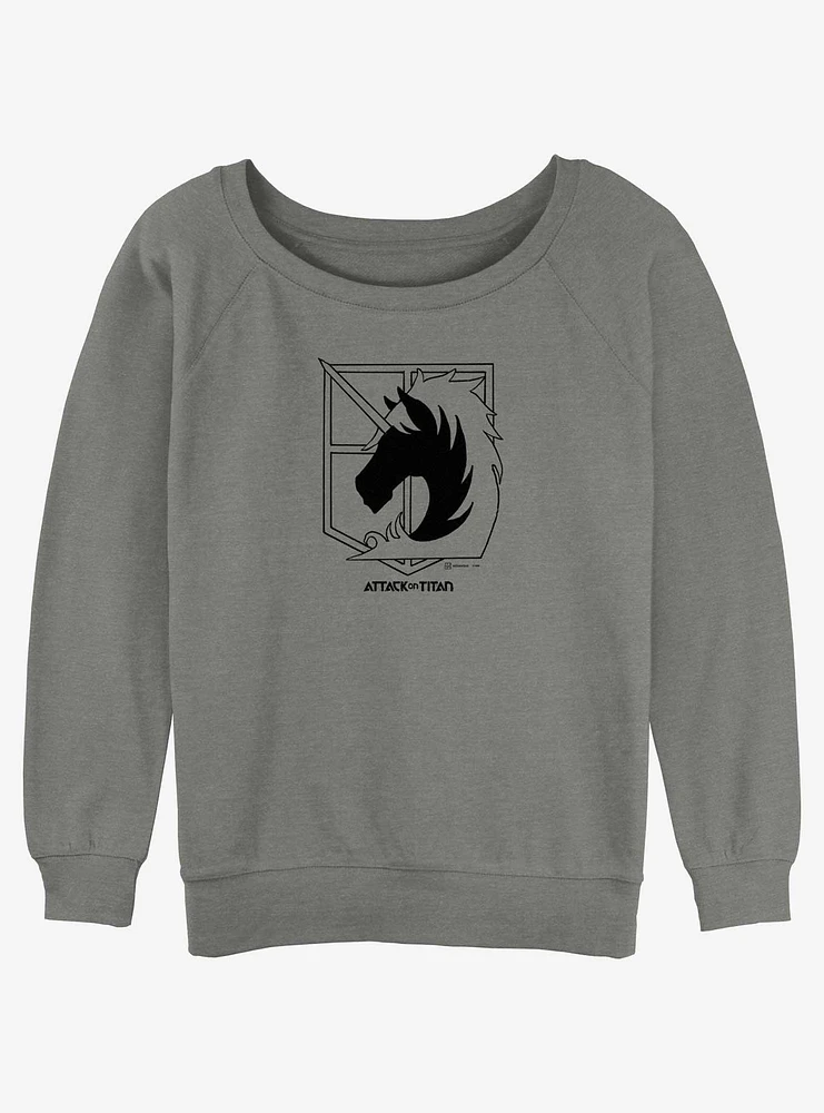 Attack On Titan Military Police Brigade Title Logo Girls Slouchy Sweatshirt