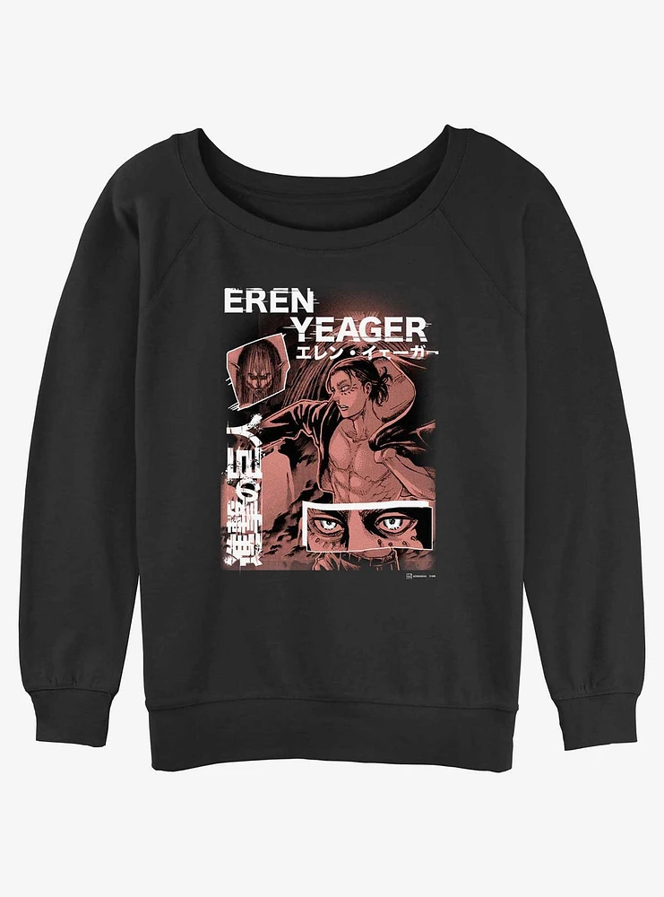 Attack On Titan Eren Yeager Collage Girls Slouchy Sweatshirt