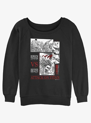 Attack On Titan Eren Yeager Vs Reiner Braun Girls Slouchy Sweatshirt