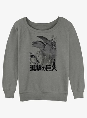 Attack On Titan Cart Demolition Girls Slouchy Sweatshirt