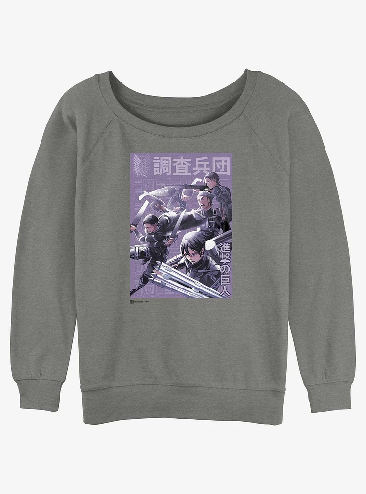 Attack On Titan Scout Regiment Fight Girls Slouchy Sweatshirt