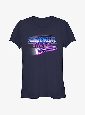 Stranger Things Retro Flashlight Logo Girls T-Shirt