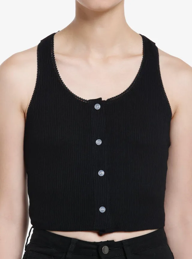 Empyre Bunney Ribbed Black Crop Tank Top