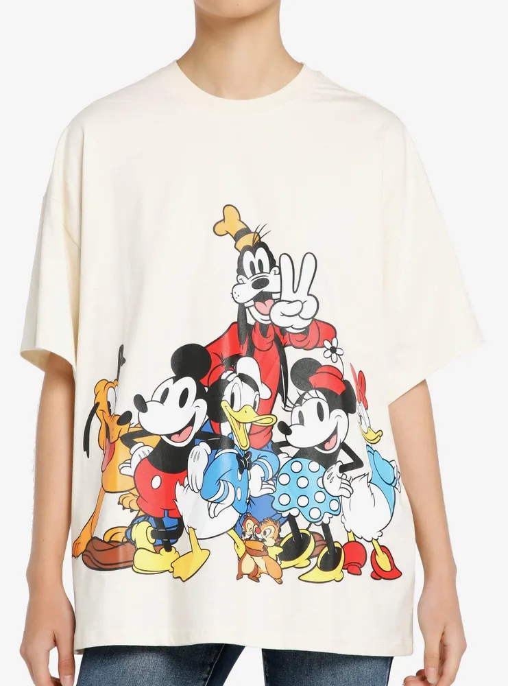 Hot Topic Disney Mickey Mouse And Friends Front & Back Group Girls  Oversized T-Shirt