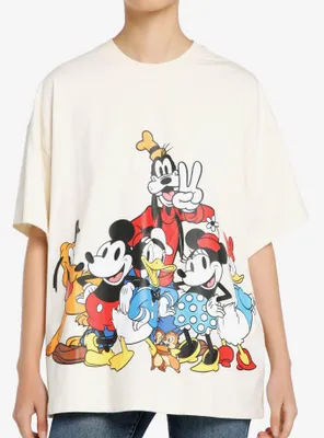 Disney Mickey Mouse And Friends Front & Back Group Girls Oversized T-Shirt