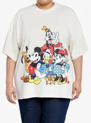 Disney Mickey Mouse And Friends Front & Back Group Girls Oversized T-Shirt Plus