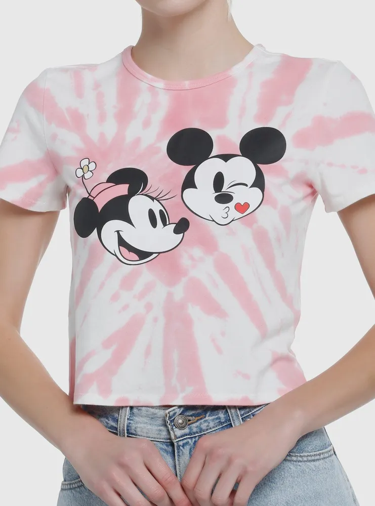 Her Universe Disney Mickey Mouse & Minnie Kiss Tie-Dye Crop Girls T-Shirt