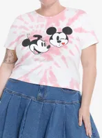 Her Universe Disney Mickey Mouse & Minnie Kiss Tie-Dye Crop Girls T-Shirt Plus