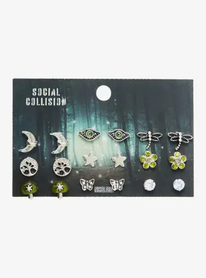 Social Collision Green Mushroom Stud Earring Set