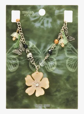 Thorn & Fable Butterfly Flower Charm Necklace