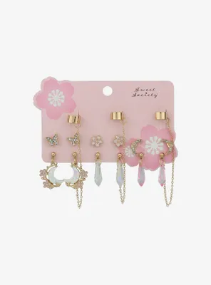 Sweet Society Sakura Moon Crystal Cuff Earring Set