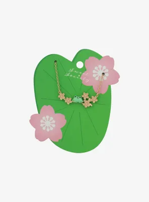 Sweet Society Frog Sakura Flower Necklace
