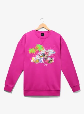 Disney Minnie Mouse and Daisy Duck Hot Pink Beach Crewneck — BoxLunch Exclusive