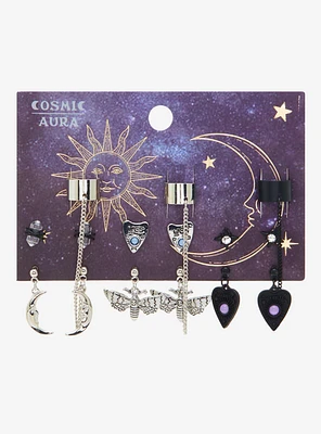 Cosmic Aura Planchette Moth Cuff Earring Set