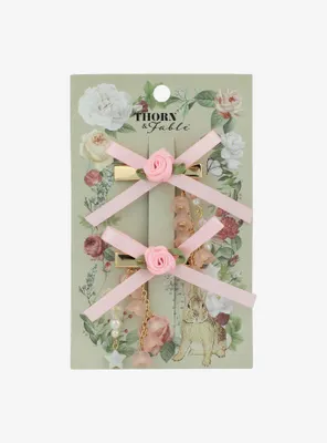 Thorn & Fable Bow Rose Hair Clip Set