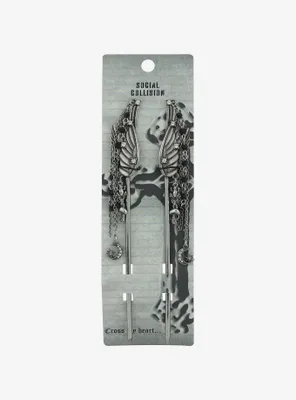 Social Collision Wing Chains Hair Stick Set