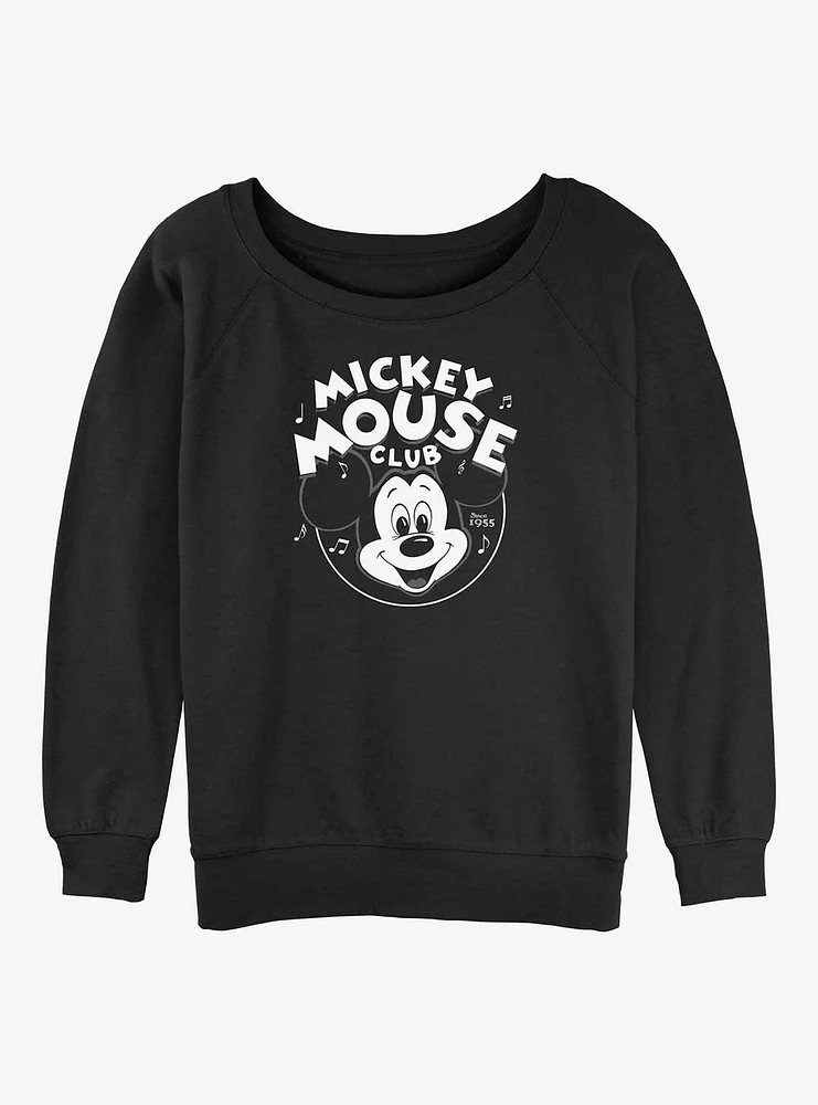 Disney100 Mickey Mouse Club Badge Girls Slouchy Sweatshirt