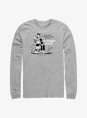 Disney100 Steamboat Willie Cartoon Long-Sleeve T-Shirt