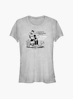 Disney100 Steamboat Willie Cartoon Girls T-Shirt