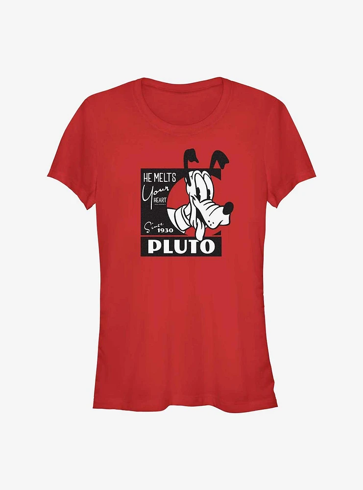 Disney 100 Pluto Melts Your Heart Girls T-Shirt