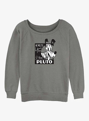 Disney 100 Pluto Melts Your Heart Girls Slouchy Sweatshirt