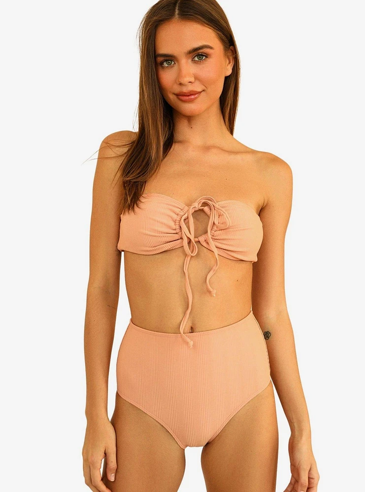 Dippin' Daisy's Amalfi Swim Top Peach Ribbed