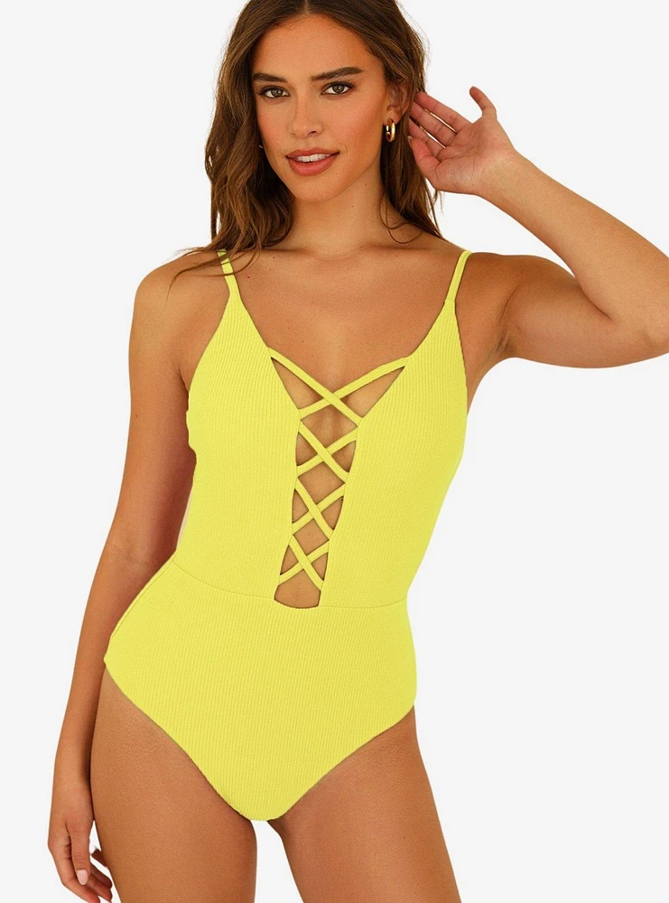 Dippin' Daisy's Bliss Swim One Piece Lemon Yellow Ribbed