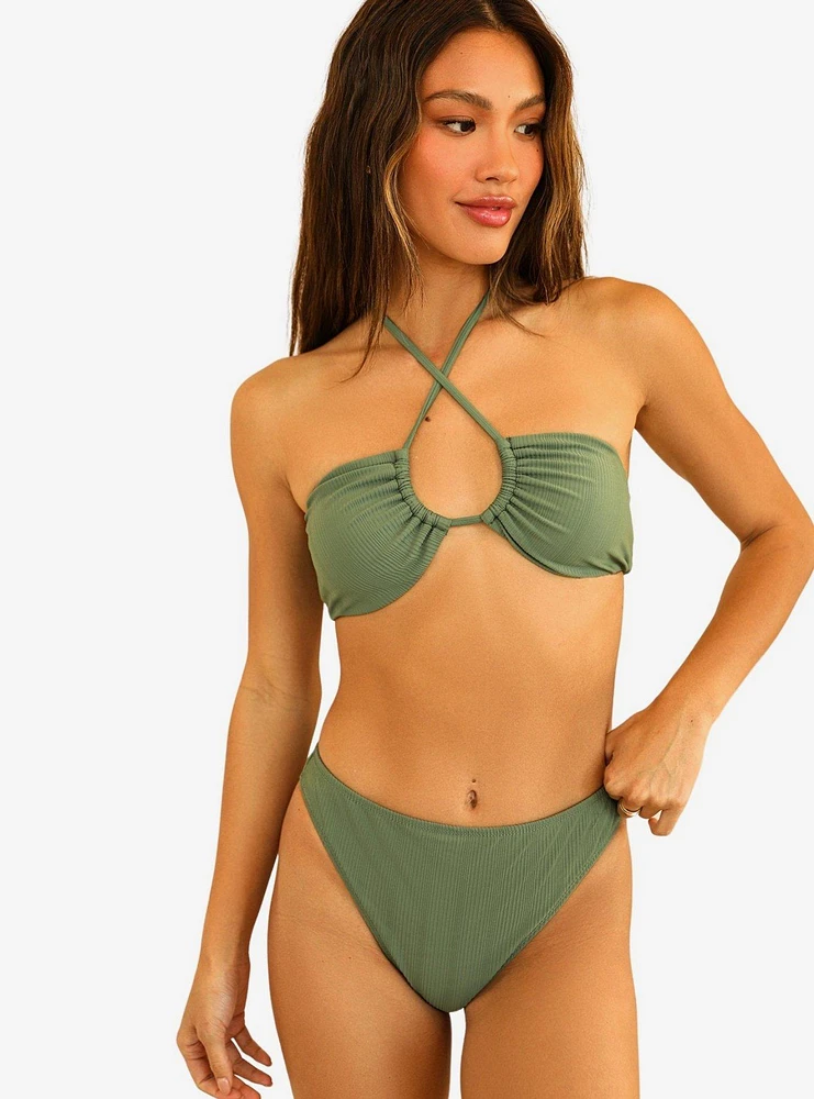 Dippin' Daisy's Amalfi Swim Top Avocado Green Ribbed