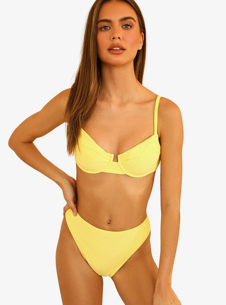 Dippin' Daisy's Gigi Swim Top Limelight Yellow Ribbed