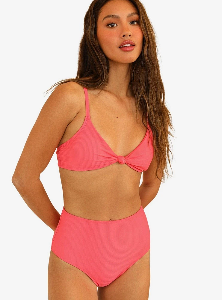 Dippin' Daisy's Zen Swim Top Calypso Coral Pink Ribbed