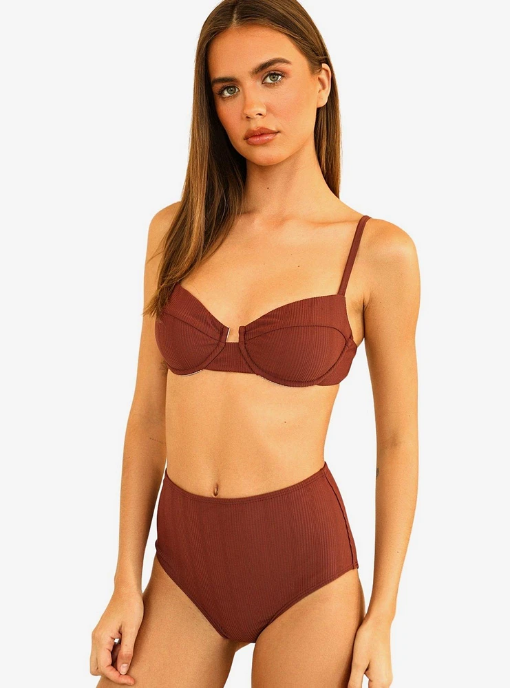 Dippin' Daisy's Balboa Swim Bottom Clay Maroon Ribbed