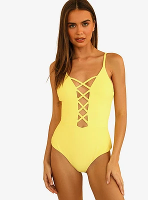 Dippin' Daisy's Bliss Swim One Piece Limelight Yellow Ribbed