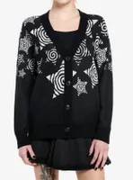 Social Collision Spiral Star Allover Pattern Girls Cardigan