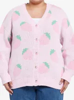 Sweet Society Pastel Pink Strawberries Girls Cardigan Plus