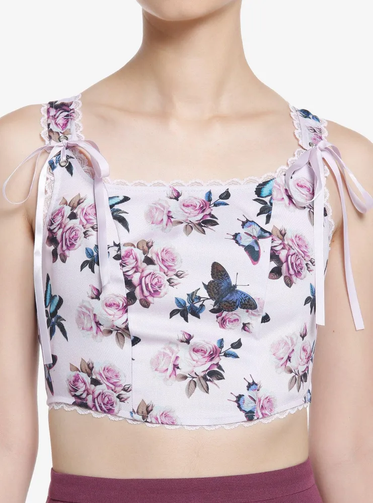Hot Topic Thorn & Fable Butterfly Ribbon Girls Crop Corset