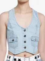 Social Collision Light Indigo Denim Girls Vest