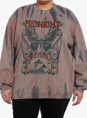 Thorn & Fable Midnight Dreamer Butterfly Tie-Dye Girls Sweatshirt Plus