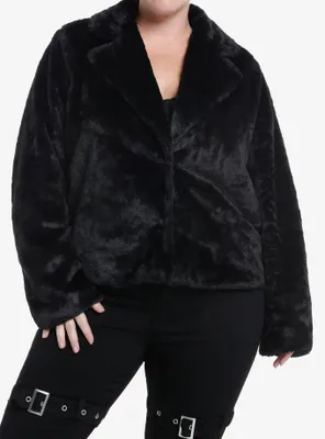 Cosmic Aura Black Faux Fur Girls Jacket Plus