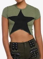 Olive Star V-Cut Girls Crop Top