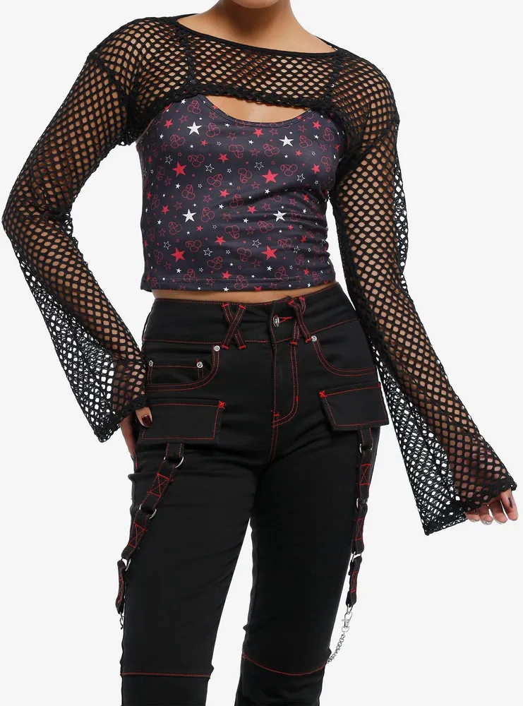 Hot Topic Star Cami Fishnet Bolero Shrug Girls Top Set