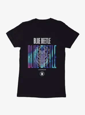 Blue Beetle Scarab Outline Womens T-Shirt
