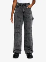 Grey Wash Wide Leg Carpenter Pants