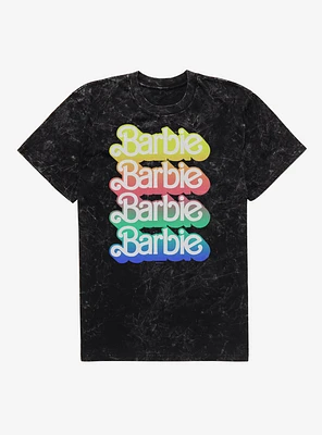 Barbie Pastel Rainbow Logo Mineral Wash T-Shirt
