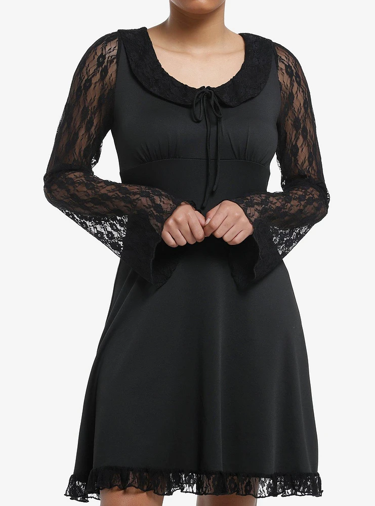 Daisy Street Black Lace Long-Sleeve Mini Dress