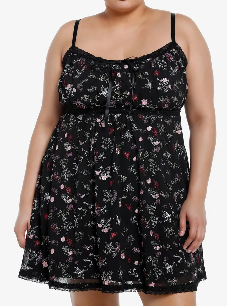 Sweet Society Flower Embroidery Cami Dress Plus