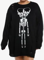 Social Collision Conjoined Skeleton Girls Knit Sweater Dress Plus